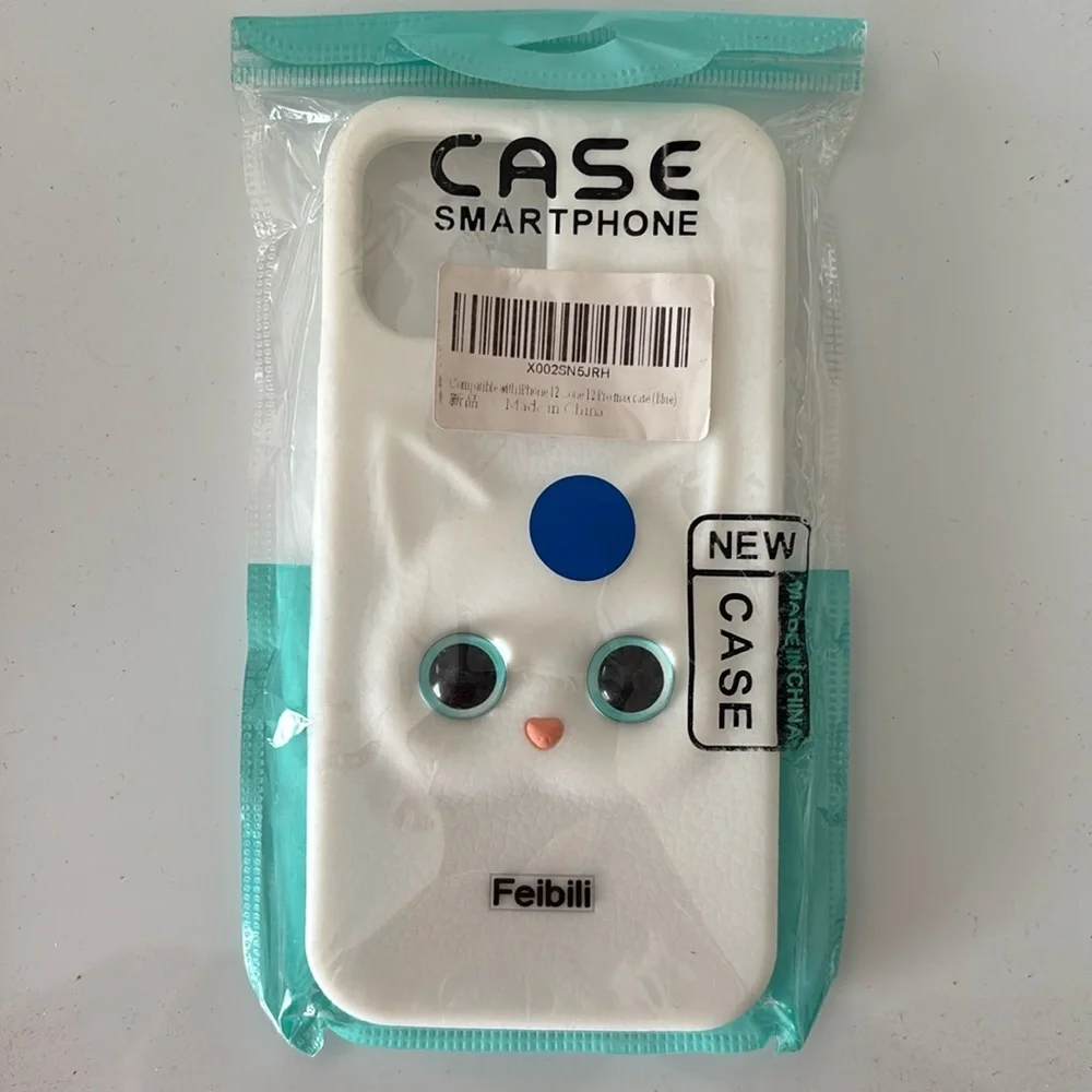 Feibili White Silicone 3D Cat Design Phone Case iPhone 12 Pro Max